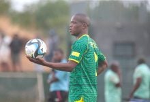 Lantshene Phalane giving the ball to a teammate during a Motsepe Foundation Championship match