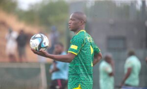 Lantshene Phalane giving the ball to a teammate during a Motsepe Foundation Championship match