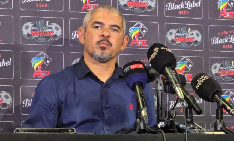 Magesi FC coach Clinton Larsen during a media briefing