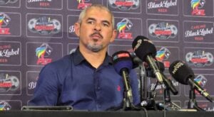 Magesi FC coach Clinton Larsen during a media briefing