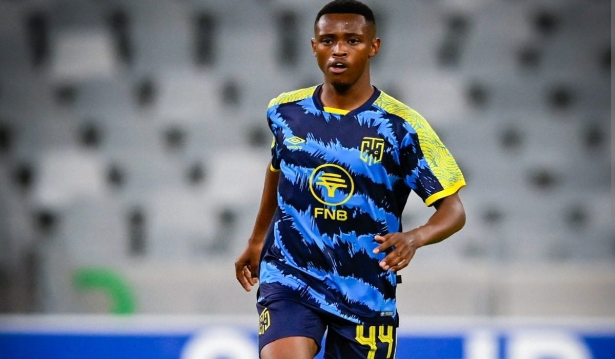 Cape Town City FC midfielder Luyolo Slatsha in action for the club 