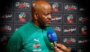 Mamelodi Sundowns coach Manqoba Mngqithi in the Carling Knockout Cup final