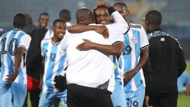 Morena Ramoreboli celebrates with Botswana players