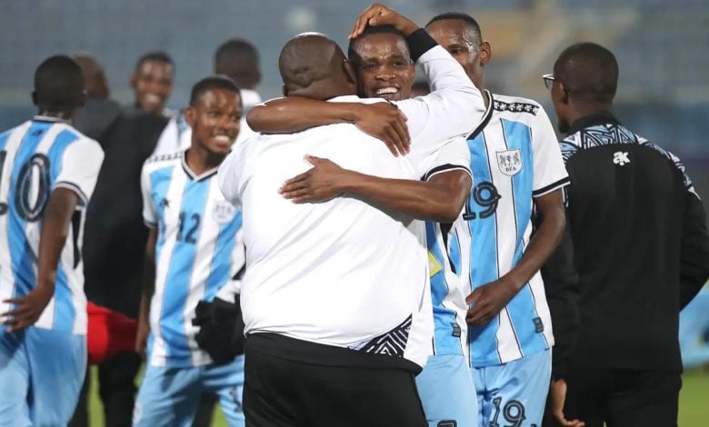 Morena Ramoreboli celebrates with Botswana players