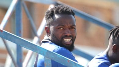 Mwape Musonda smiling during a Black Leopards training