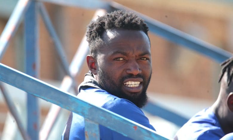 Mwape Musonda smiling during a Black Leopards training