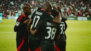 Orlando Pirates players celebrate a goal