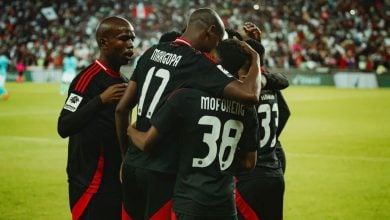 Orlando Pirates players celebrate a goal