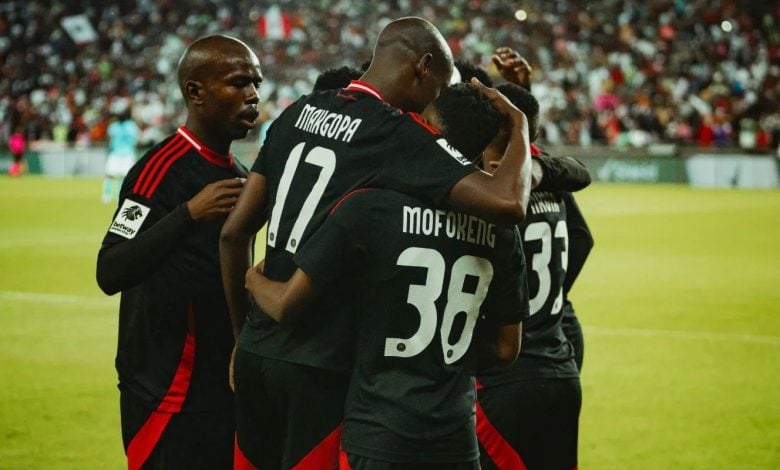 Orlando Pirates players celebrate a goal