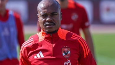 One of the South African footballers abroad Percy Tau at Al Ahly training session