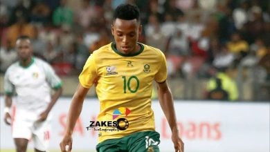 Relebohile Mofokeng during a Bafana Bafana game