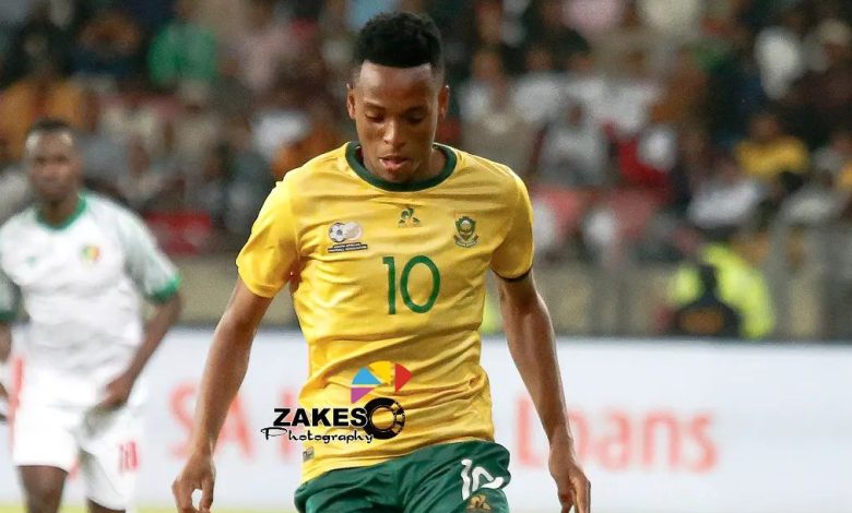 Relebohile Mofokeng during a Bafana Bafana game