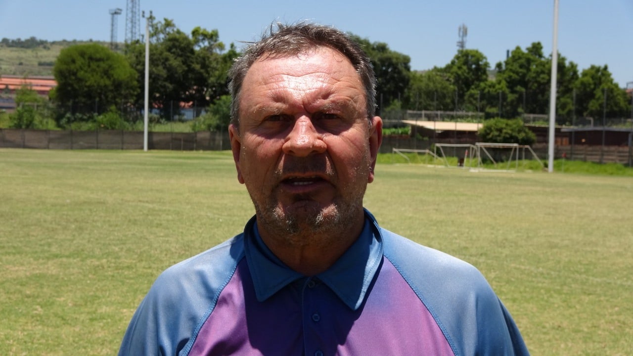 New AmaTuks coach Sammy Troughton doing an interview during his time at Pretoria Callies