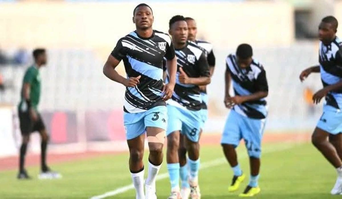 Thatayaone Ditlhokwe leads Botswana players during warm-up ahead of a 2025 AFCON qualifier