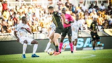 Kaizer Chiefs midfielder Yusuf Maart on the ball against Royal AM