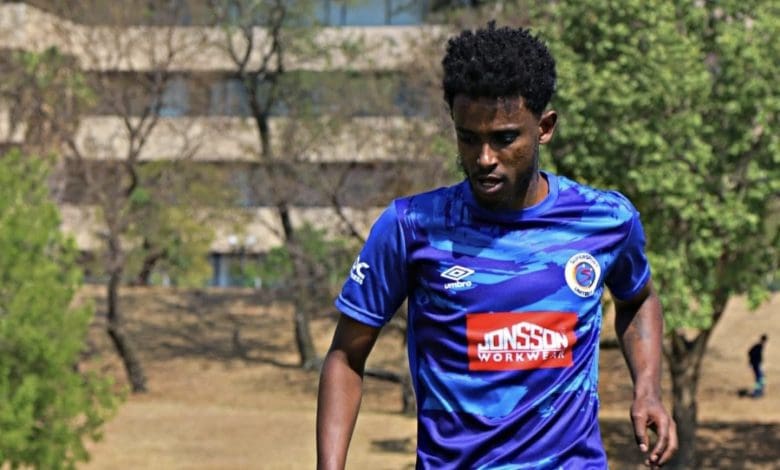 SuperSport United attacker Abubeker Nasir during training session