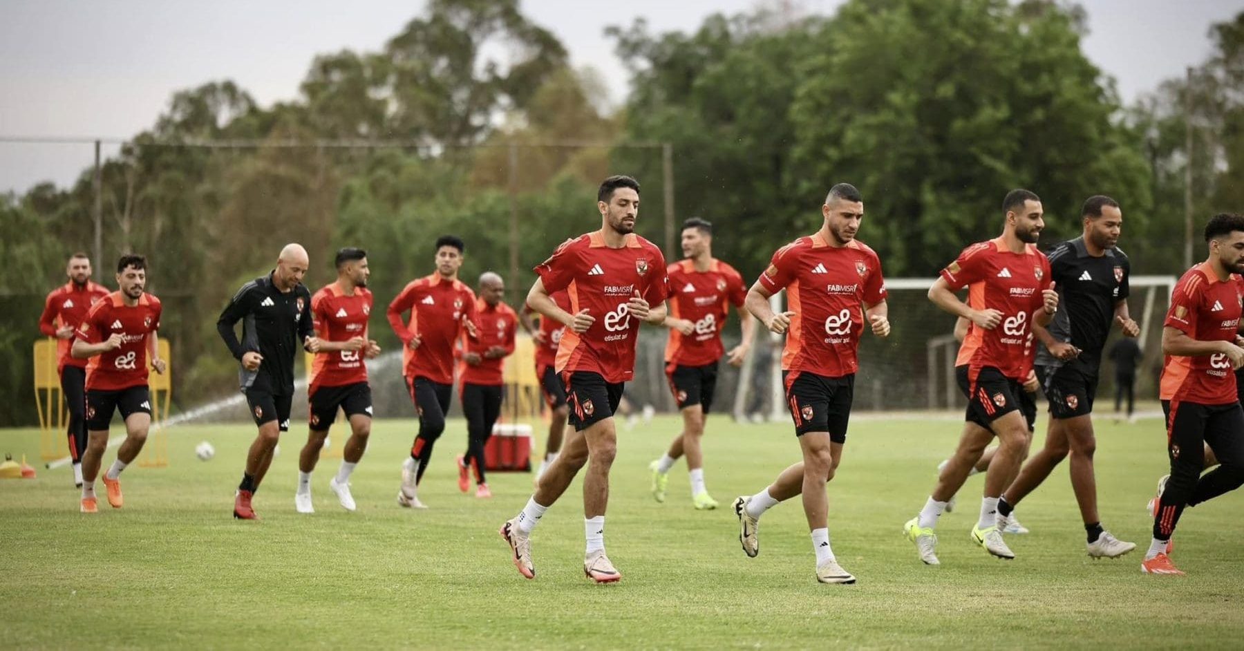 Al Ahly players at training in Johannesburg