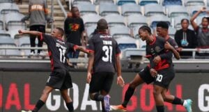 Carling All-Stars team in celebratory mood.