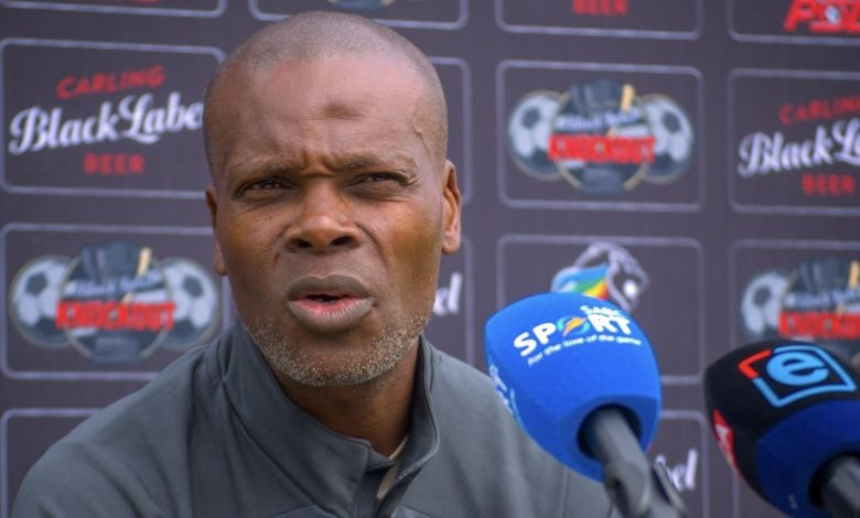 AmaZulu FC co-coach Arthur Zwane speaking during the presser