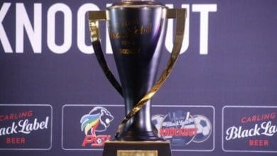 Carling Knockout Trophy displayed