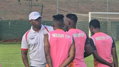 Collins Mbesuma talking to Venda FC players