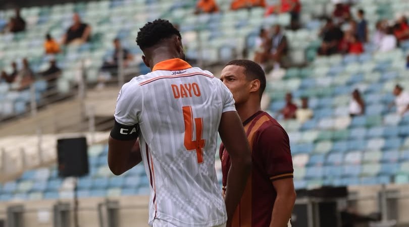 Dayo and Devin Titus speaking during the CAF Confederation Cup match against RS Berkane