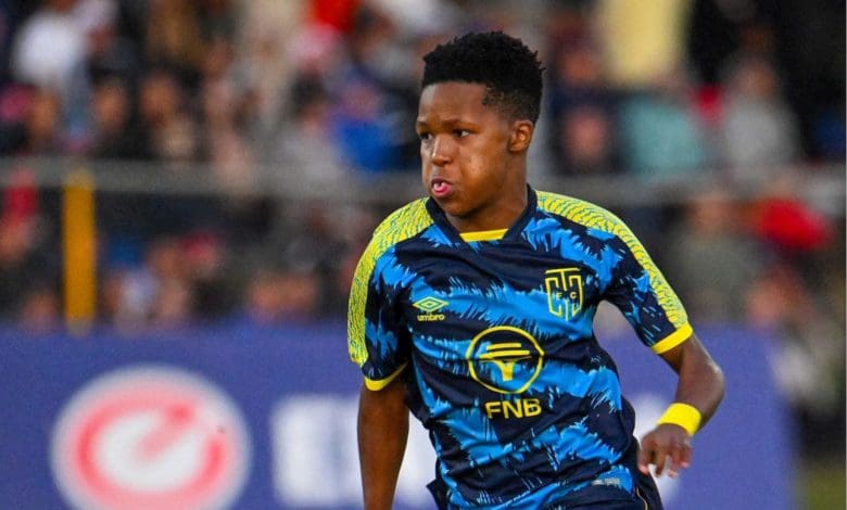 Cape Town City start and Chelsea trialist Emile Witbooi in action during Engen Cup