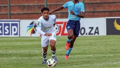 AmaZulu FC midfielder Ethan Brooks in action against Richards Bay FC