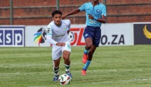 AmaZulu FC midfielder Ethan Brooks in action against Richards Bay FC
