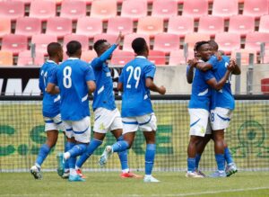 Mamelodi Sundowns players celebrating.