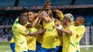 Mamelodi Sundowns players celebrating a goal