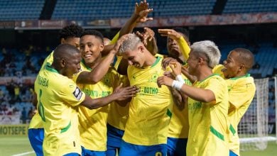 Mamelodi Sundowns players celebrating a goal