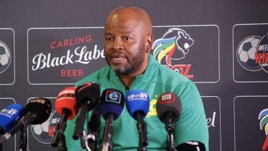 Mamelodi Sundowns coach Manqoba Mngqithi speaking during the press conference