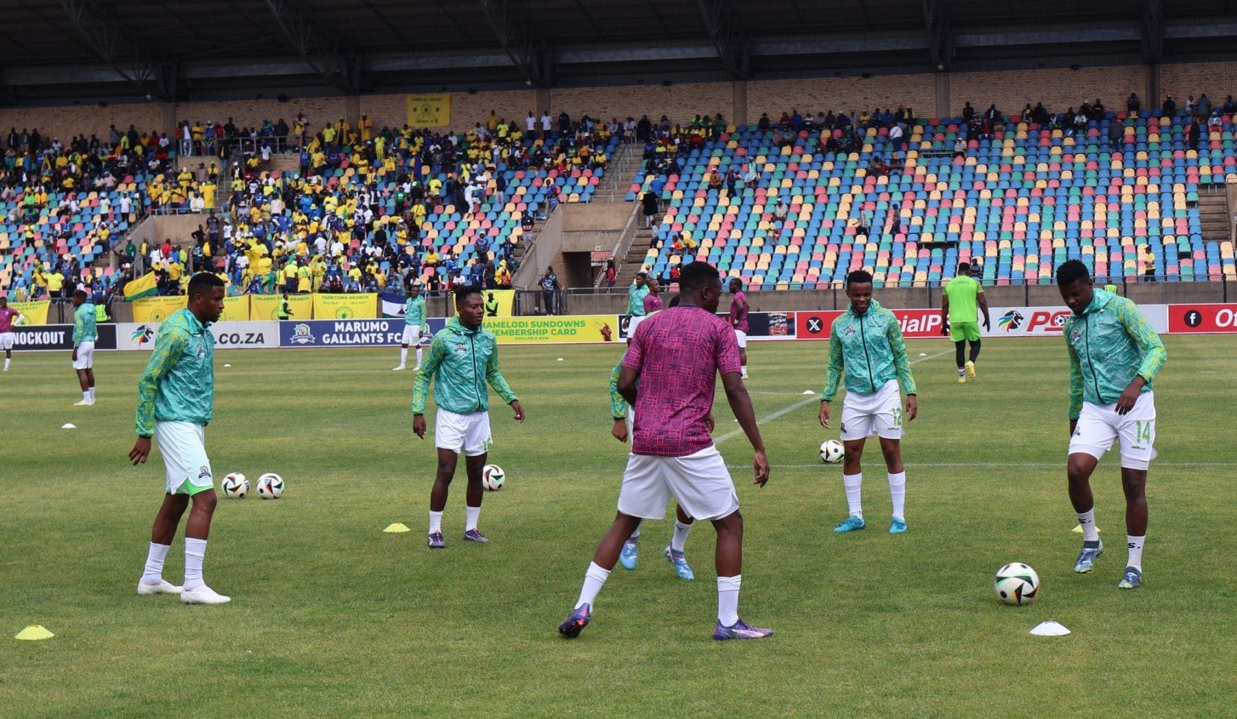 Marumo Gallants players during a warm up session