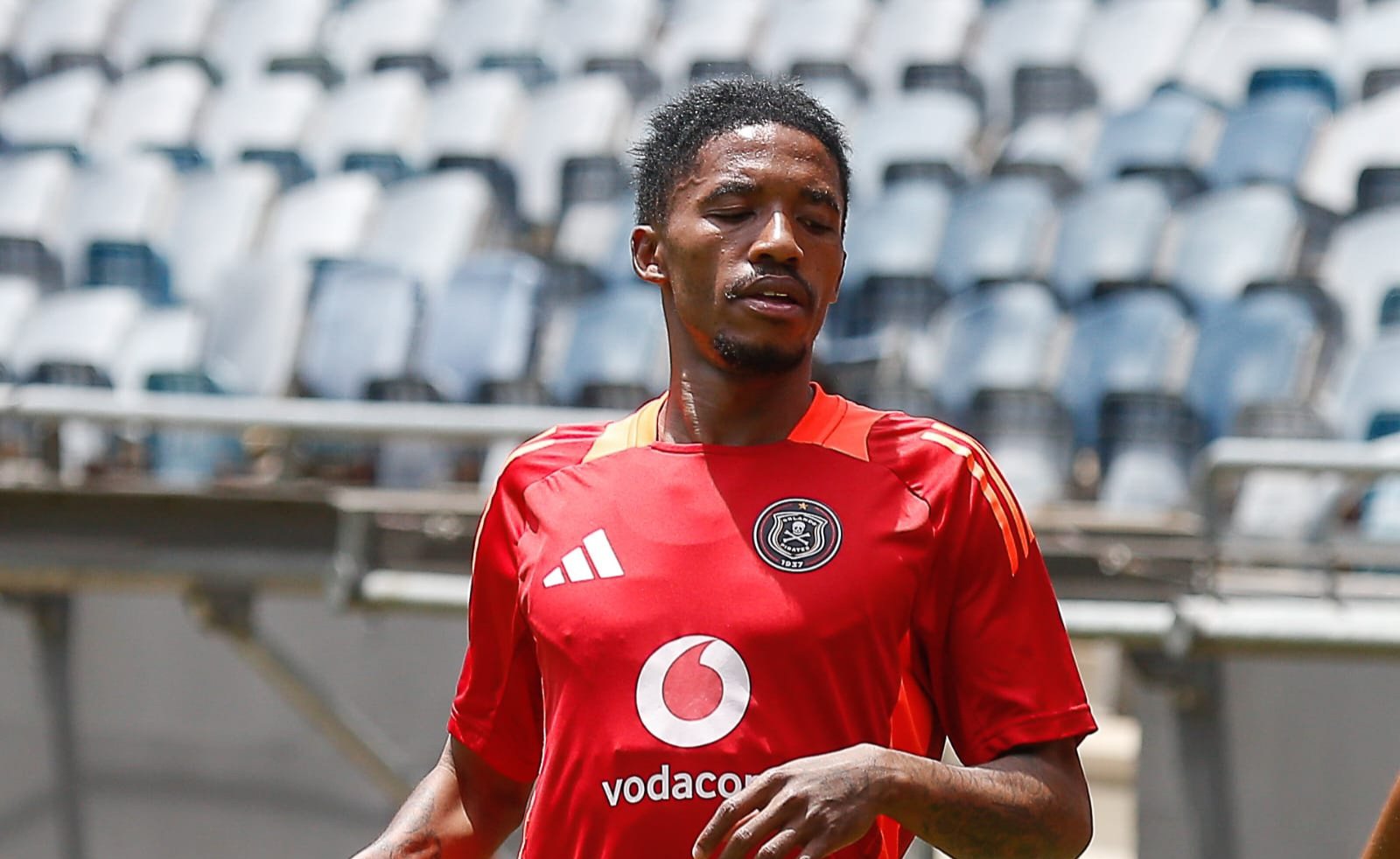 Monnapule Saleng during Orlando Pirates training for Al Ahly clash