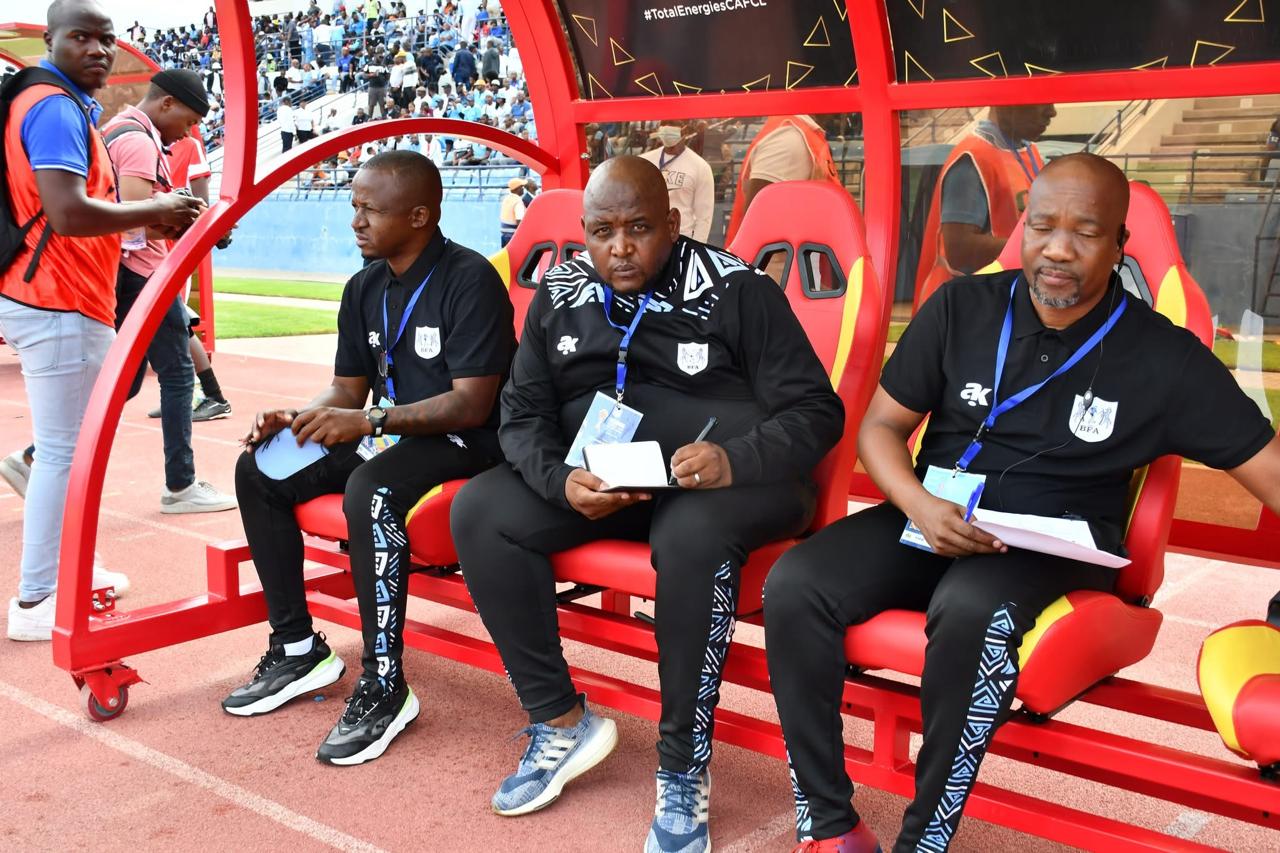 Morena Ramoreboli flanked by his Botswana national team assistants recently.