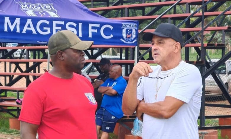 Coach Owen Da Gama at Magesi training session