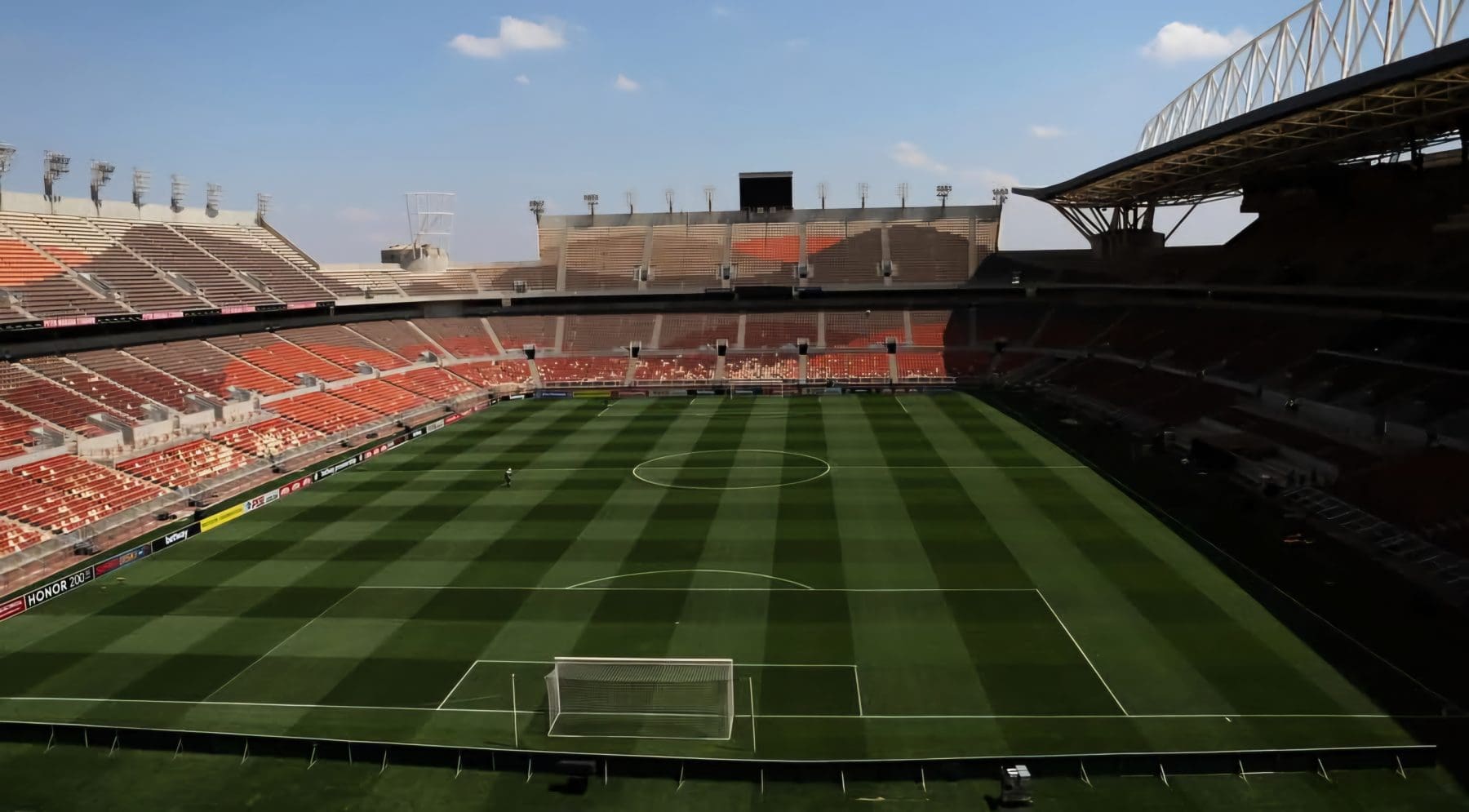 A picture of an empty Peter Mokaba Stadium