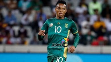 Orlando Pirates attacker Relebohile Mofokeng in Bafana Bafana colours