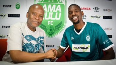 AmaZulu FC president Sandile Zungu welcoming new signing Sandile Mthethwa