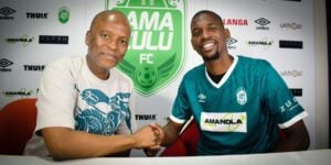 AmaZulu FC president Sandile Zungu welcoming new signing Sandile Mthethwa