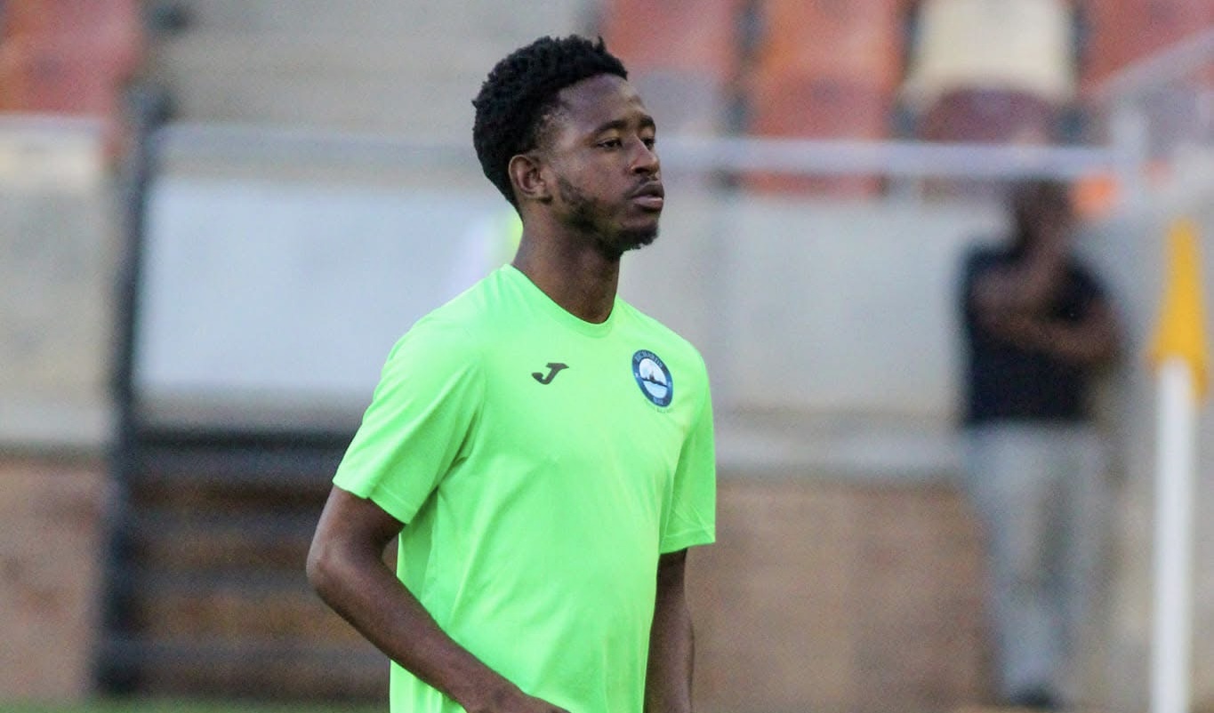 Mamelodi Sundowns’ Thando Buthelezi during pitch inspection 