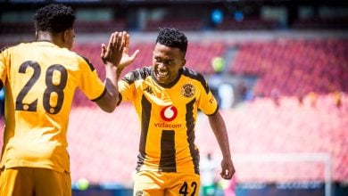 Mduduzi Shabalala and Mfundo Vilakazi of Kaizer Chiefs during a game