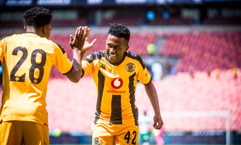 Mduduzi Shabalala and Mfundo Vilakazi of Kaizer Chiefs during a game