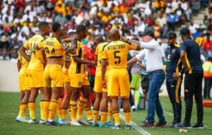 Kaizer Chiefs coach Nasreddine Nabi with his players.