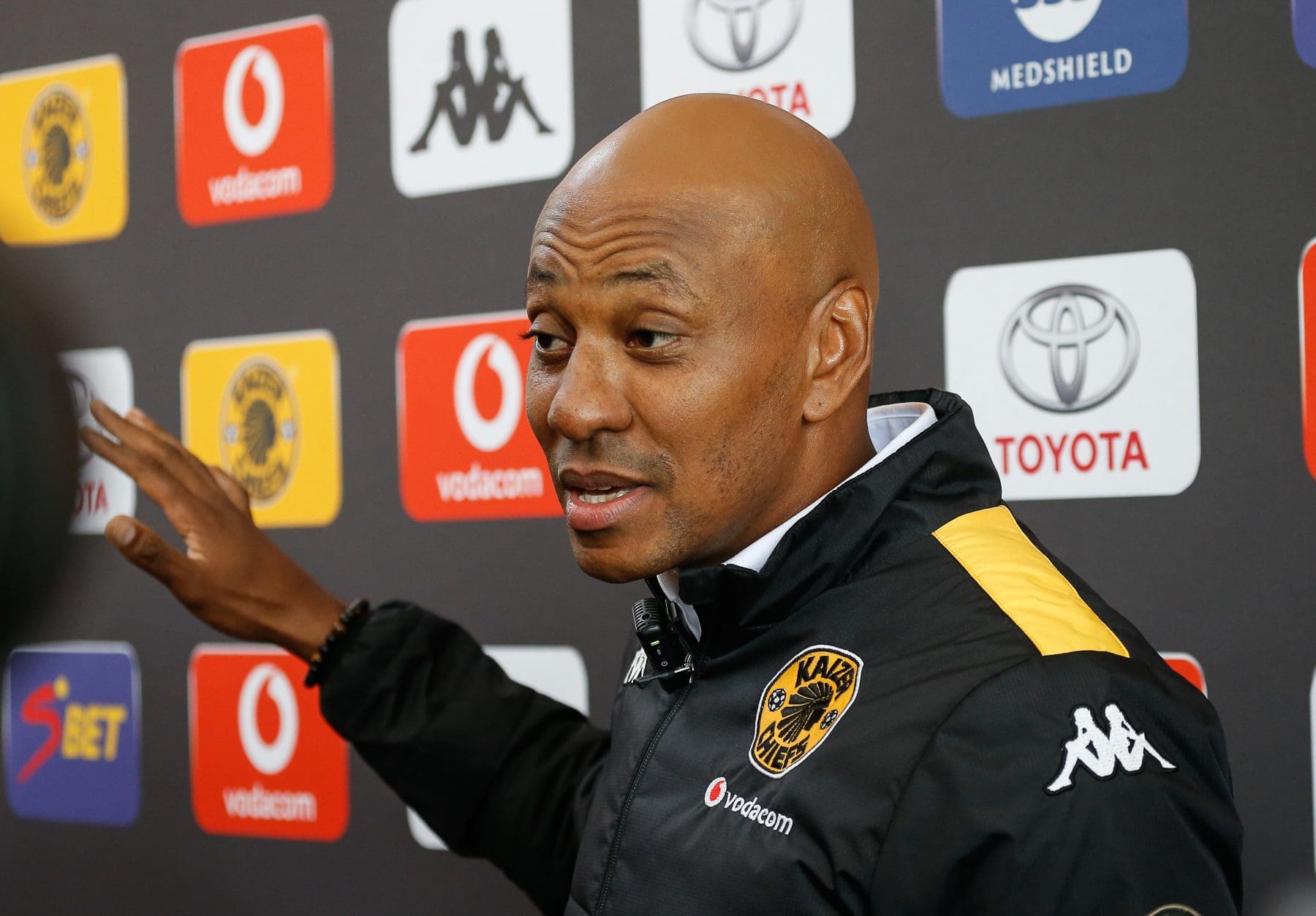 Kaizer Chiefs Sporting Director Kaizer Motaung Jr addressing the media in Naturena