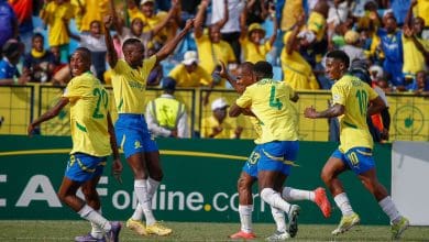 Mamelodi Sundowns players celebrating a goal