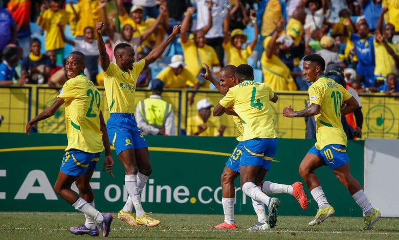 Mamelodi Sundowns players celebrating a goal