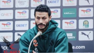 Al Ahly captain Mohamed El-Shennawy during a press conference