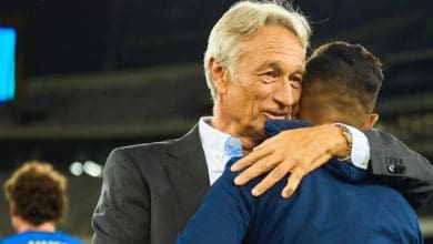 Muhsin Ertugral celebrating Cape Town City's win